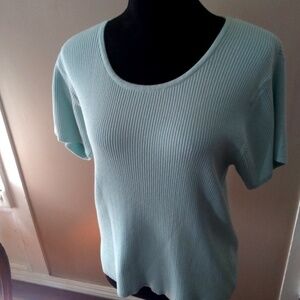 Liz Claiborne Light Blue Cotton Knit Top | Size XL